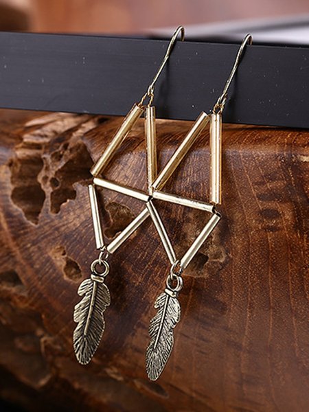 

Vintage Alloy Leaf Earrings, As picture, Earrings