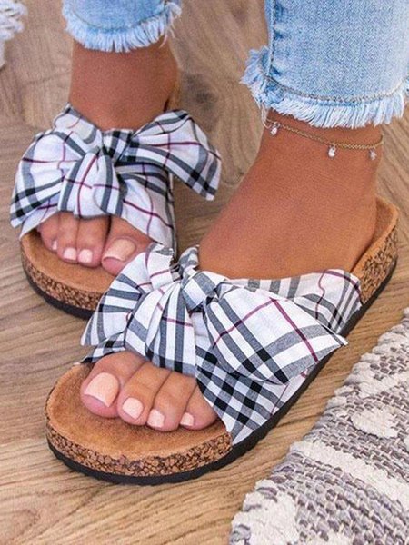 

Bowknot home flat with sandals and beach drag, White, Sandals & Slippers