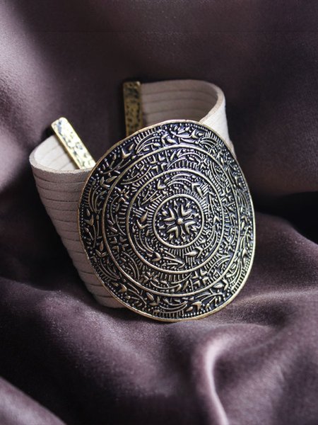 

Vintage Antique Silver Shield Embossed Bracelet, As picture, Bracelets