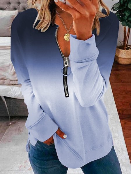 

Ombre/Tintura a nodi Dolce Scollo a V Stampato Floreale Camicie & Top, Blu, Hoodies & Sweatshirts