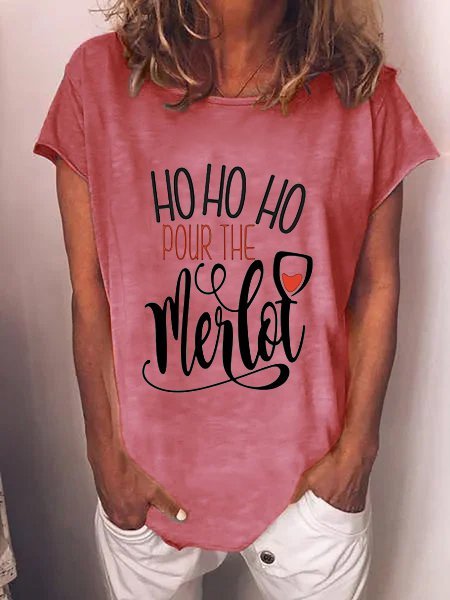 

Hohoho pour the Merlot women Round neck shirt, Pink, T-shirts