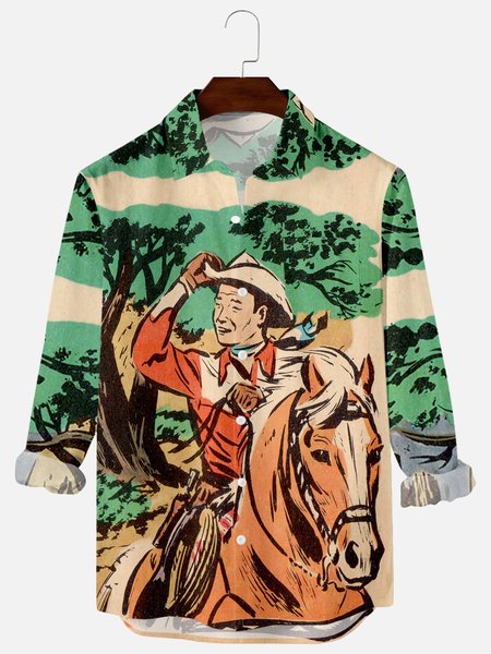 

Shirt Collar Shirts & Tops, Green, Men's Floral shirt