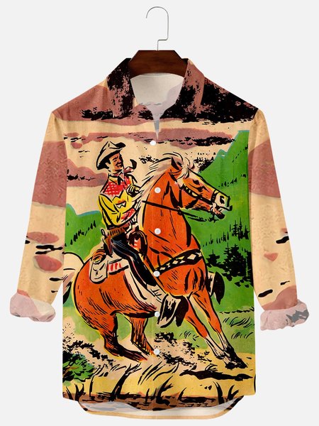 

Vintage Shirt Collar Shirts & Tops, Brown, Men's Floral shirt