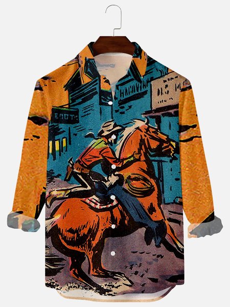 

Tribal Shirt Collar Shirts, Orange, Men's Floral shirt