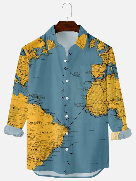 

Vintage Map Shirts & Tops, Blue, Men's Floral shirt