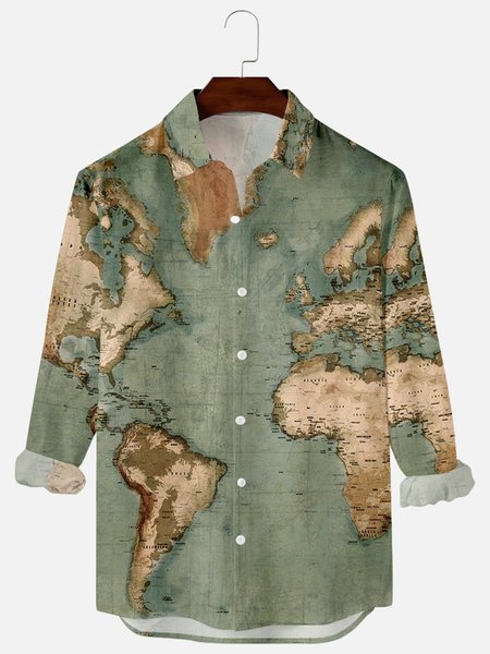 

Shirt Collar Casual Shirts & Tops, Green, Men's Floral shirt
