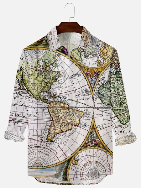 

Shirt Collar Map Shirts & Tops, Brown, Men's Floral shirt
