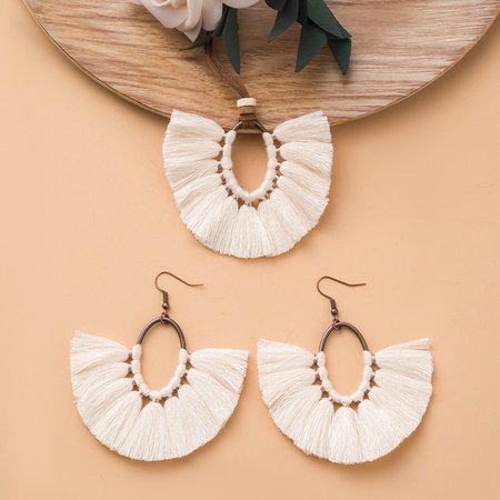 

Tassel Earrings Necklace Set, As picture, Rings