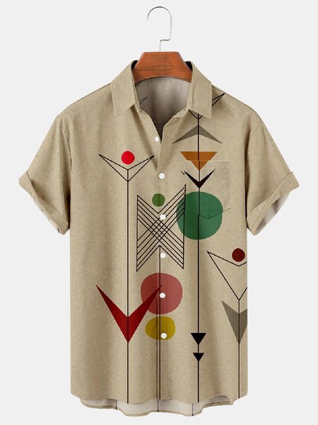 

Casual Geometric Shirts, Khaki, Men's Floral shirt