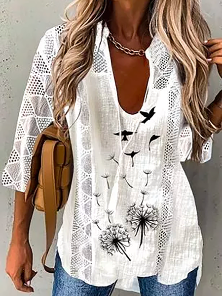 

Plus size Printed Casual Shirts & Tops, White, Blouses & Shirts