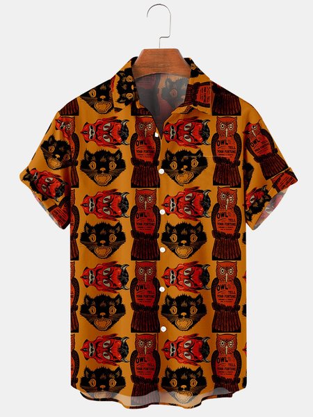 

Shirt Collar Cat Shirts & Tops, Orange, Men's Floral shirt