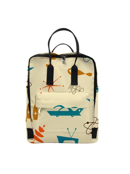 Geometric Satellite Pattern Large-capacity Backpack, As picture, Men Bags