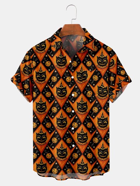 

Casual Shirt Collar Shirts & Tops, Orange, Men's Floral shirt