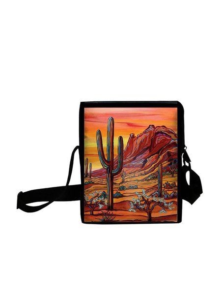 

Western Denim Graphic Print Crossbody Bag, As picture, Men's Bags
