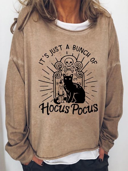 

Hocus Pocus Women Funny Halloween Graphic Sweatshirt, Light brown, Hoodies&Sweatshirts