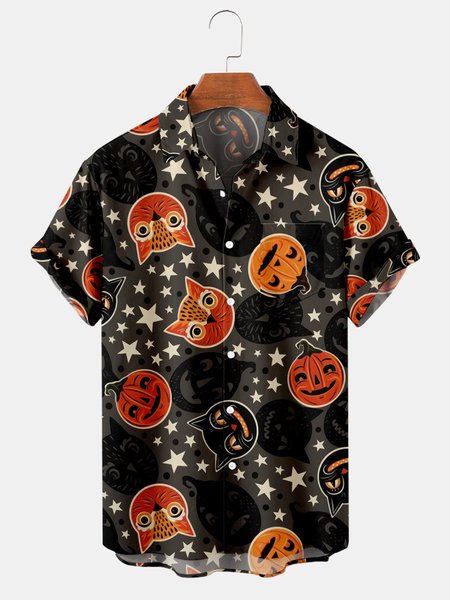 

Casual Cat Shirts & Tops, Black, Men's Floral shirt