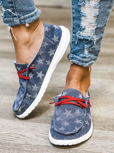 

Denim Blue Stella Pizzo Casuale Scarpe Piatte Scarpe, Blu, Flat & Loafers