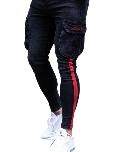 

Printed Geometric Casual Pants, Black, Men's pants