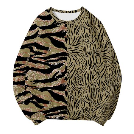 

Crew Neck Holiday Camo Sweatshirt, As picture, Hoodies&Sweatshirts