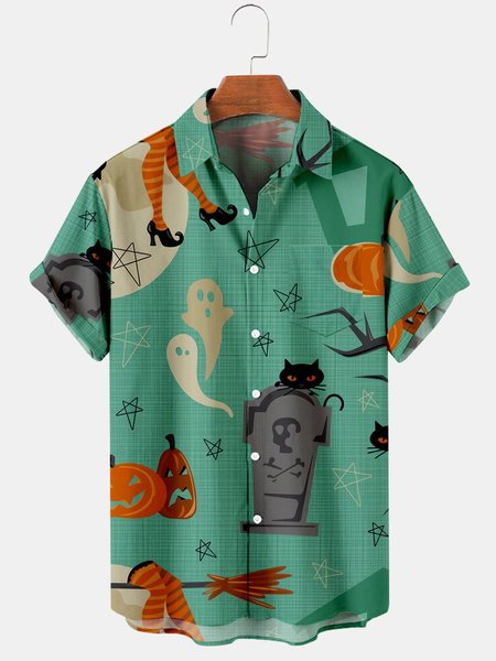 

Cat Shirt Collar Shirts & Tops, Green, Shirts ＆ Blouse