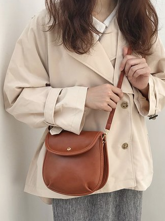 Casual Magnetic Shoulder Bag, Brown, Women's Bags
