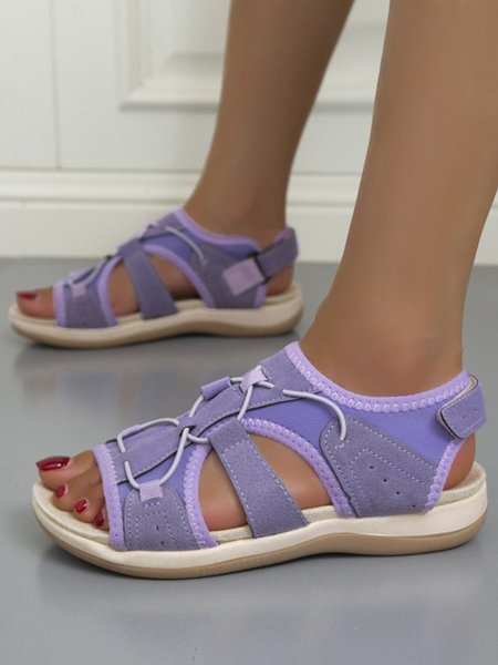 

Spliced Stretch Casual Sports Sandals, Light purple, Sandals