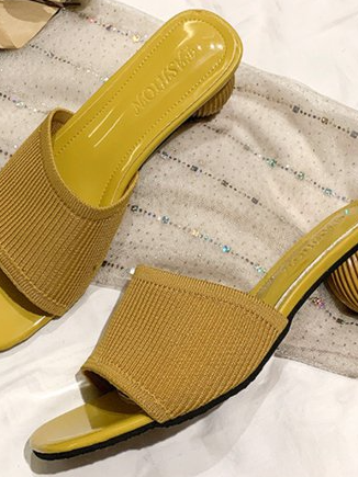 

JFN Knitted Half Slippers Thick Heel Pu Sandals, Yellow, Women Shoes>>Women's Shoes>>Women sandals Slippers
