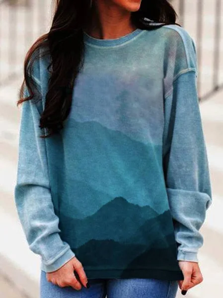 

Casual Cotton-Blend Ombre/Tie-Dye Sweatshirt, Blue, Sweatshirts & Hoodies