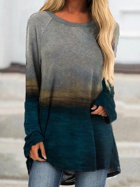 

Cotton-Blend Graphic Printed Casual Shirts & Tops, Navyblue, Long sleeve tops