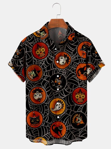 

Cat Casual Shirts & Tops, Black, Men's Floral shirt