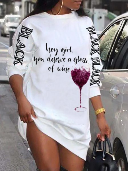 

Casual Floral-Print Long Sleeve Dresses, White, Mini Dresses