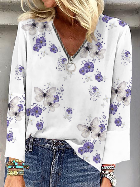 

Plus size Butterfly Long Sleeve Shirts & Tops, White, Blouses & Shirts