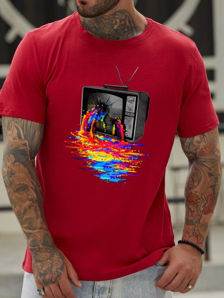 

Pixel Vomit Cotton-Blend T-shirt, Red, T-shirts