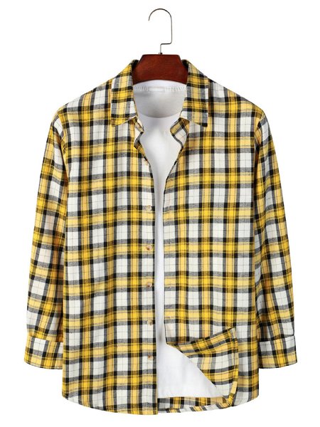 

Casual Plaid Shirts & Tops, Yellow, Men's shirts