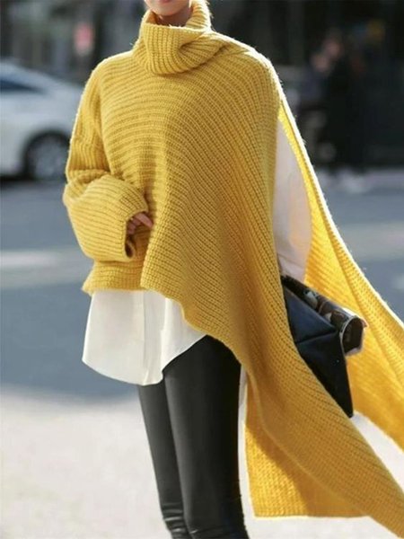 

Shift Long Sleeve Elegant Sweater, Yellow, Pullovers