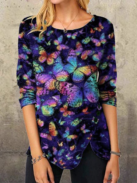 

Stampato Floreale Farfalla Statement Top, Come immagine, Blouses & Shirts
