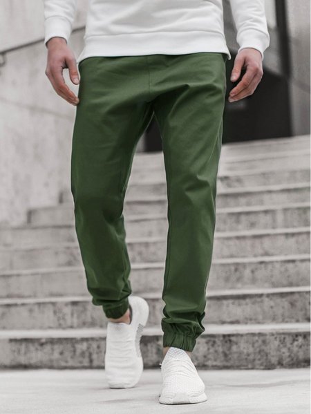 

Solid Chino Jogger Casual Casual Casual Pants, Army green, Men's pants