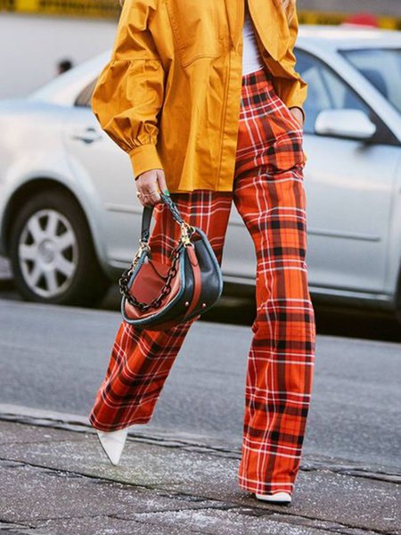 

Casual Pants, Orange, Wide Leg Pants