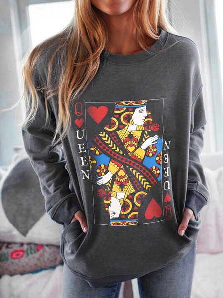 

Stampato Maniche Lunghe Di base Felpa, Grigio scuro, Hoodies & Sweatshirts