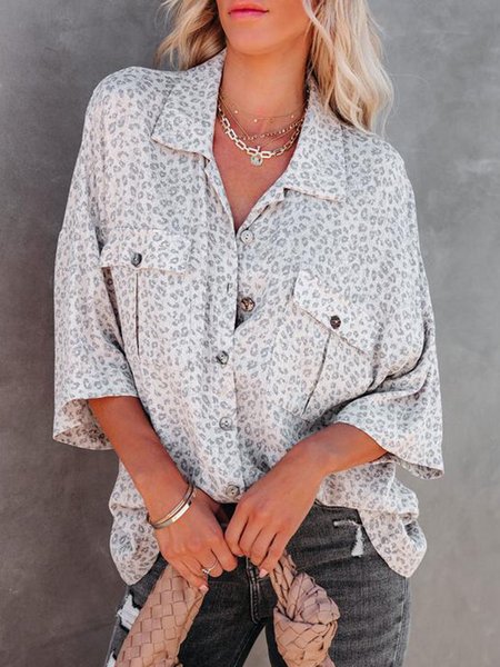 

Vintage Leopard 3/4 Sleeve Shirts & Tops, Gray, Blouses & Shirts
