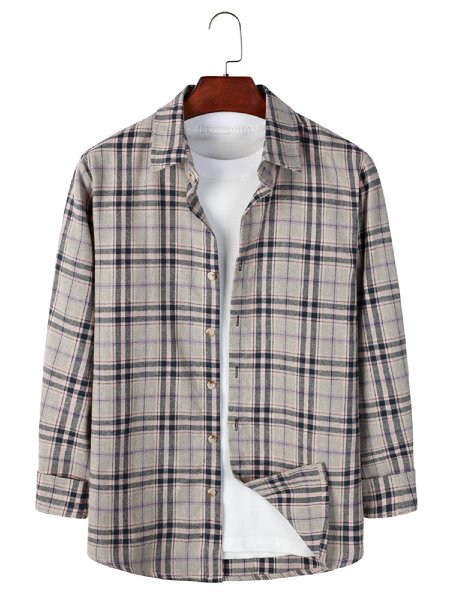 

Casuale a quadri Top, Grigio, Men's Top