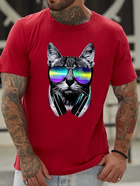

Cat DJ Casual Shirts & Tops, Red, T-shirts