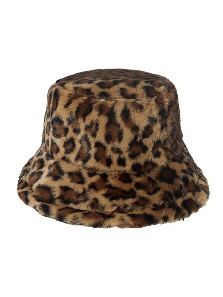 

Leopard Print Plush Winter Hat, As picture, Women Hats