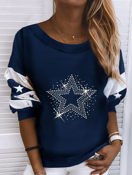 

Scoop Neckline Long Sleeve Sweatshirt, Navyblue, Hoodies & Sweatshirts