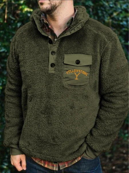 

Casuale Colletto Rialzato Felpa, Verde militare, Men