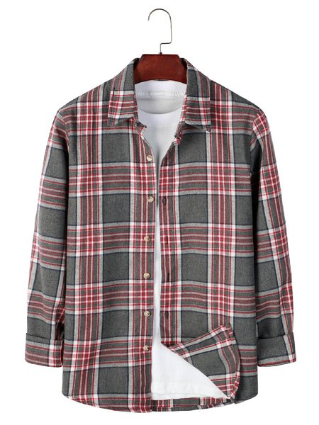 

Shirt Collar Plaid Shirts & Tops, Gray, Shirt
