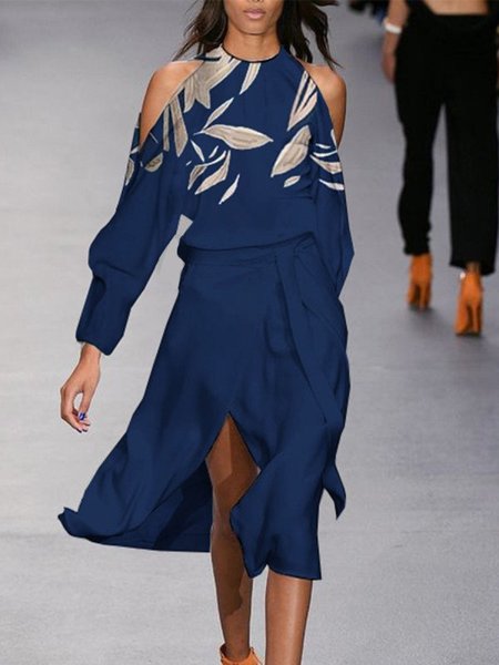 

Long Sleeve Casual Dresses, Blue, Mini Dresses