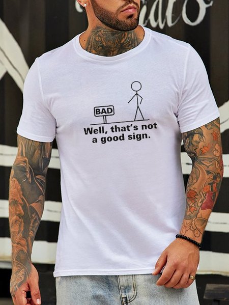 

Well,that's not a good sign. print round neck short-sleeved cotton T-shirt, White, T-shirts