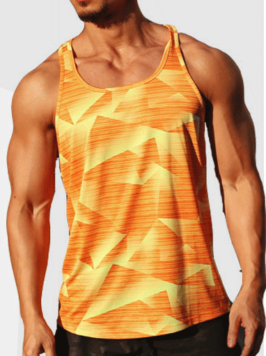 

Casual Crew Neck Tank Top, Orange, Men's Top