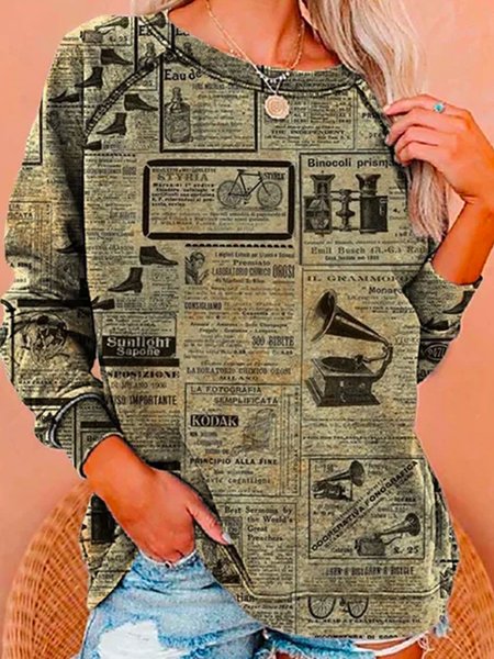 

Floral-Print Work Long Sleeve Shirts & Tops, As picture, Hoodies & Sweatshirts